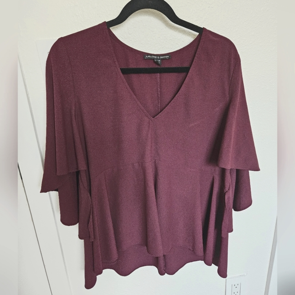 Harlowe & Graham Burgundy Flowy Blouse